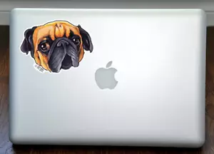 Little Adorable Pug Art Full Color Decal for 13 Inch Laptop - 5 inch decal - Picture 1 of 1