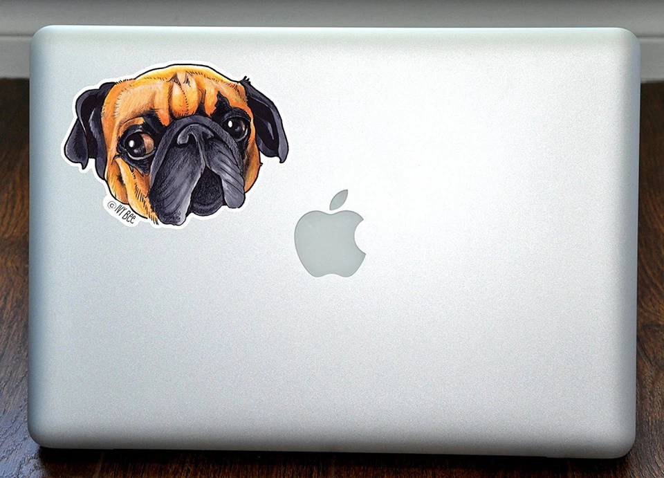Little Adorable Pug Art Full Color Decal for 13 Inch Laptop - 5 inch decal - Image 1 of 1