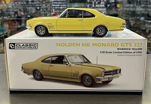 371111 HOLDEN HK MONARO GTS 327 WARWICK YELLOW 1:18 SCALE DIE CAST MODEL CAR - Foto 1 di 8