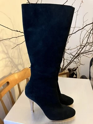 Botas B Bakers tamanho 7.5 couro preto camurça com zíper lateral - Imagem 1 de 4