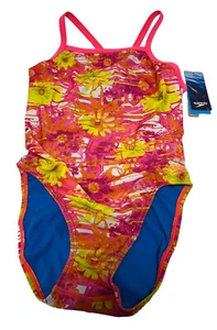 SPEEDO Pro LT One Piece Swimsuit Womens SIZE 30 pink flowers NEW TAGS NWT BLUE - Picture 1 of 5