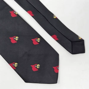 LOUISVILLE CARDINALS NCAA CORBATA DE SEDA LOGOTIPO NEGRO FOULARD SATINADO ALUMNOS 3,5" X 57" - Imagen 1 de 3