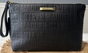 Steve Madden Embossed Purse Black Clutch Weekend Pouch NWT - Picture 1 of 9