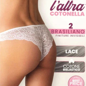 2 Brasiliane Cotonella in cotone con finiture invisibile e pizzo dietro - GD284 - Imagen 1 de 2