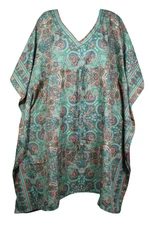 Boho Women's Caftan Dress Printed Blue Resort Wear Cover Up Kaftan Dresses 3XL 
