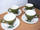 4 Vintage 1950&#39;s PALISSY &#39;Shadow Rose&#39;  Tea Cups with Saucers