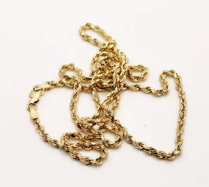 10KT Yellow Gold Semi Solid Rope Chain 24.02 inches x (W)2.89mm Lobster Clasp - Picture 1 of 5