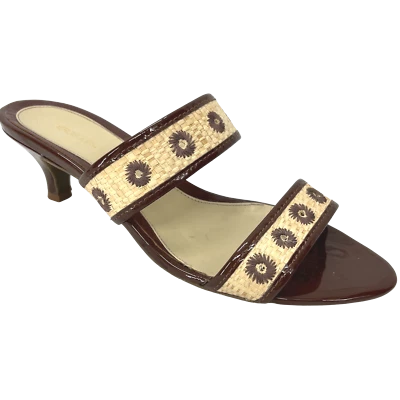 Nuevas sandalias para mujer en aerosoles marrón rafia y charol talla 9B Foto 1 de 4