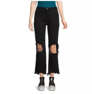 Jeans Free People donna Maggie gamba dritta nero vita media invecchiato 26 grunge - Foto 1 di 7