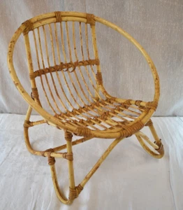 Vintage Child's Rattan and Bamboo Lounge Chair - Picture 1 of 9