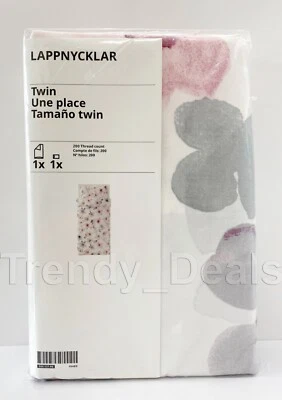 Ikea LAPPNYCKLAR Twin Duvet Cover w/ Pillowcase Bed Set White Floral - NEW - Image 1 of 4