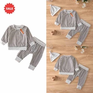 Kids Baby Boys Tracksuit Set Long Sleeve Pullover Tops Pants Outfits Clothes - Picture 1 of 8