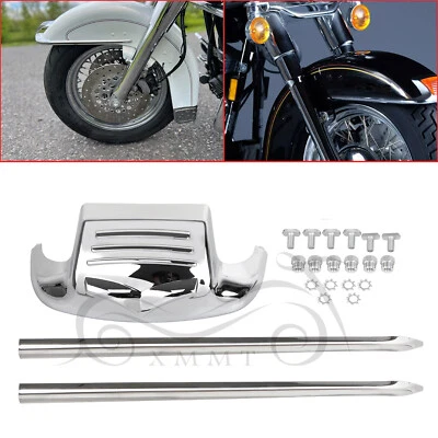 Chrome Front Fender Tip + Spear Trim For Harley Electra Glide Road King FLHR - Imagem 1 de 4
