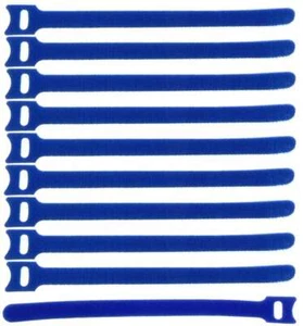 10x Kabelklettband 20 cm x 25 mm blau Klettband Klett Kabel Binder Band Strap VT - Picture 1 of 6