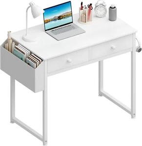 Lufeiya Small White Desk with Drawers - for Bedroom, 32 Inch Home Office Compute - Picture 1 of 12