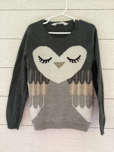 H&M owl sweater US 6-8Y 100% acrylic Gray GOOD - Picture 1 of 4