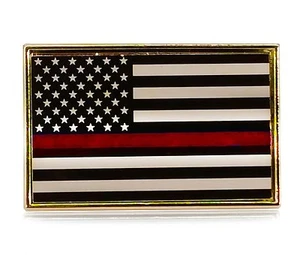Thin Red Line American Flag Fire Fighter Lapel Pin Tie Tack - Picture 1 of 5