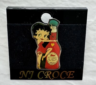 VINTAGE BETTY BOOP PIN NJ CROCE BETTY'S LIL HOTTIE HOT SAUCE NEW ON CARD - Image 1 of 4