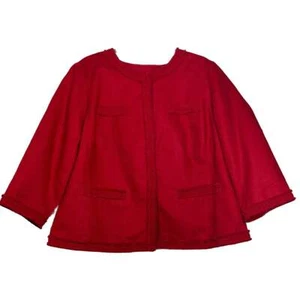 Pre-Owned - Talbots Red Linen Blend Three Quarter Sleeve Coat - Size 18W - Picture 1 of 3