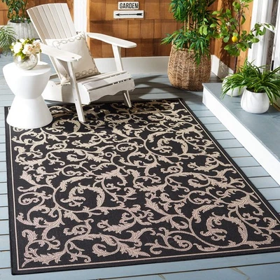 Courtyard Collection Area Rug - 5'3" x 7'7", Black & Sand, Non-Shedding & Eas... - Image 1 of 4