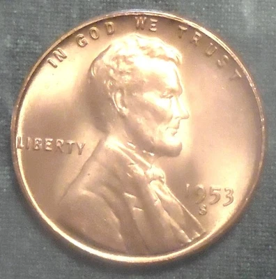 1953 S Wheat Cent BU FuLL RED BRILLIANT UNCIRCULATED San Francisco BU-ti-FuLL! - Image 1 of 3