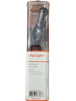 Ventev Dual Output Car Charger w/ Micro-USB Cable - Black - Image 1 of 2