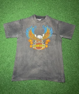 Vintage 80s Harley Davidson INSANE Small FADED Emblem Distressed Texas T-Shirt - Bild 1 von 8