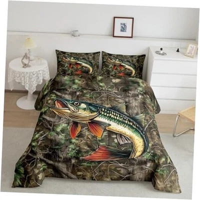  Juego de edredón de lucio para niños tamaño, edredón de pez grande bajo niños azul completo Foto 1 de 4