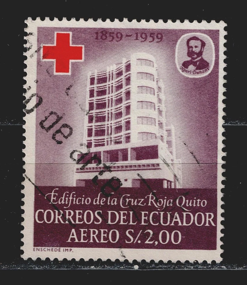 Ecuador Cruz Roja 100 Ann edificio en Quito sello 1960 A-24 Foto 1 de 1