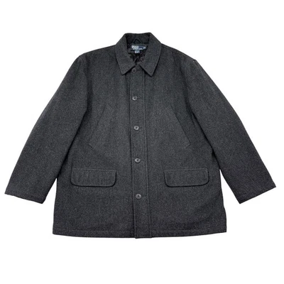 Chaqueta Polo Ralph Lauren Para Hombres XL Gris Lana Carrera Viaje Abrigo Edredón Forro Foto 1 de 4