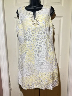 Ruby Rd. Vestido para mujer talla 12 mezcla de lino multicolor adornado con joyas Foto 1 de 4