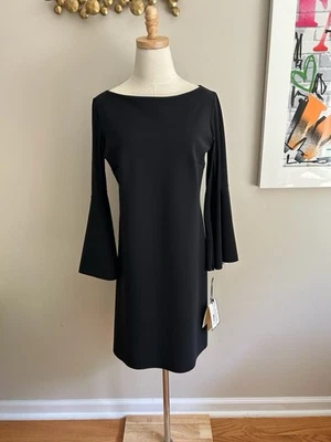 Vestido feminino Chiara Boni La Petite manga sino. Preto. Tamanho 10 novo com etiquetas - Imagem 1 de 4