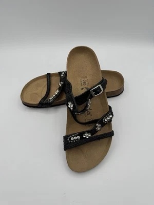 Betula by Birkenstock 水钻凉鞋 EU 尺寸 41 美国尺码 7.5 黑色绑带 — 第 1/4 张图片