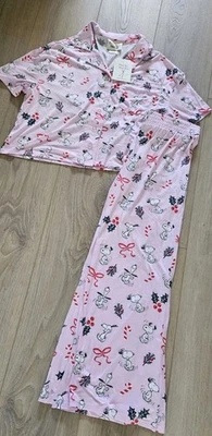 Munki Munki Peanuts Snoopy Suave PJ Set Navidad Bastón de Caramelo Rosa Para Mujer Talla S” Foto 1 de 4