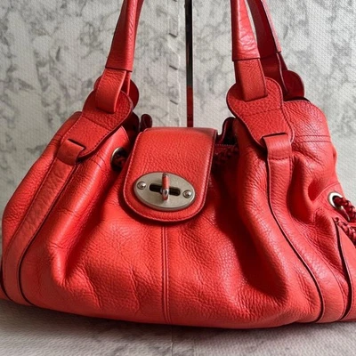 Mulberry Tote Bag Turnlock Leather Large Capacity Shoulder Bag Red  111686c - Image 1 of 4
