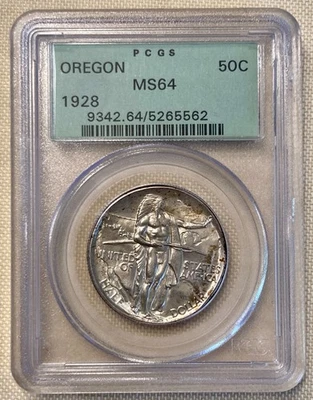 Beautiful 1928 P Oregon Commemorative Half Dollar - PCGS MS64 OGH - Image 1 of 4