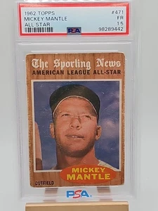 1962 Topps Mickey Mantle American League All Star #471 PSA 1.5 Fair - Picture 1 of 4