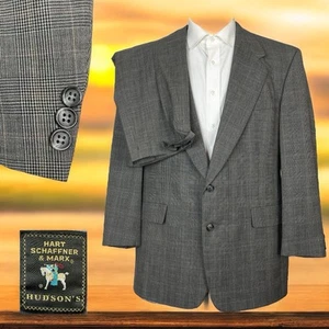 Traje Hart Schaffner Marx Vintage Hecho en EE. UU. 2 Piezas Para Hombre 44R 36x29 Gris Lana a Cuadros - Imagen 1 de 13