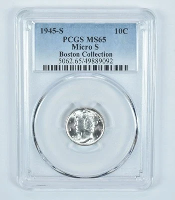 1945-S Mercury Dime Micro S Boston Collection MS65 PCGS Blue Label - Image 1 of 4