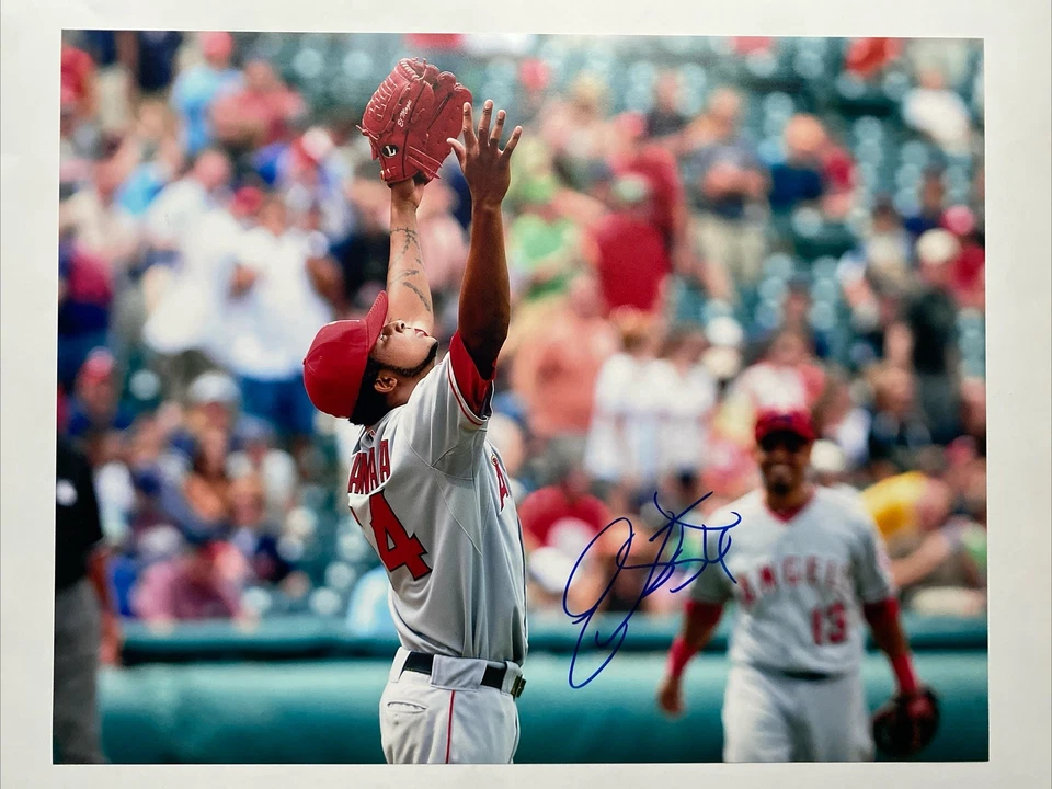 埃尔文·桑塔纳亲笔签名签名11x14照片图片洛杉矶天使棒球 — 第 1/1 张图片