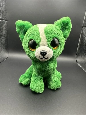 TY Beanie Boos Dill Plush Green Puppy Dog Yellow Eyes White Head Pickle 6" - Image 1 of 3