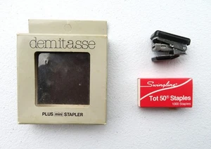 Demitasse Plus "World's Smallest" Mini Stapler Black Japan Collectible - Picture 1 of 5