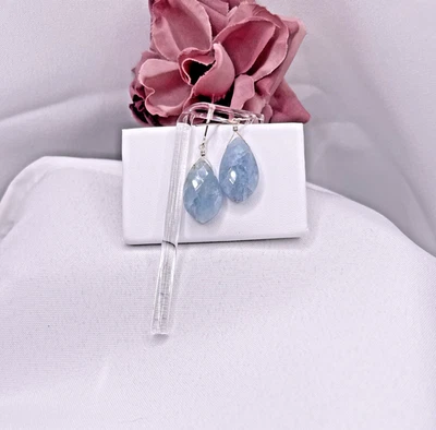 Pendientes Boho Briolette Natural Plata de Ley Aguamarina Foto 1 de 4