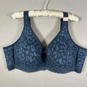 Cacique Intimates 48DD BH leicht gefüttert ohne Bügel vorne geschlossen blau Leopardenmuster - Bild 1 von 13