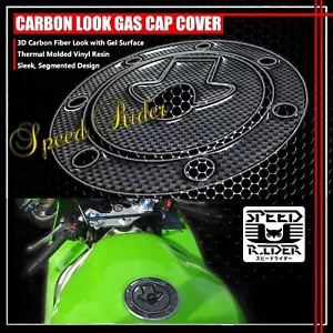 FOR NINJA 500R/ZX-6R/7R-11R CARBON FIBER LOOK GAS CAP FUEL LID COVER PROTECTION - Picture 1 of 3
