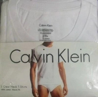 PACK DE 3 CAMISETAS CALVIN KLEIN TALLA PEQUEÑA BLANCAS CUELLO REDONDO ALGODÓN CAMISETAS INTERIORES U9001 Foto 1 de 4