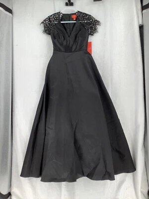 ML Monique Lhuillier Women’s Black Cotton Rayon Sleeveless Lace Gown Sz 2  - Image 1 of 4