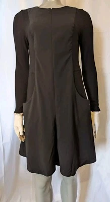 Akris Punto Black Wool Long Sleeve Short Dress w/Large Pockets 10 - Image 1 of 4
