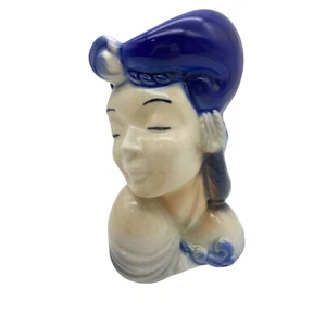 Royal Coplay wall pocket head vase blue white Bare shoulder eyes closed home dec - Picture 1 of 8