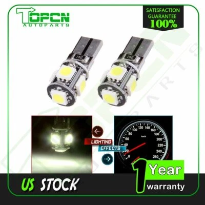 2X Canbus Error Free White T10 194 168 5SMD 5050 License Plate LED Light Bulbs - Image 1 of 4